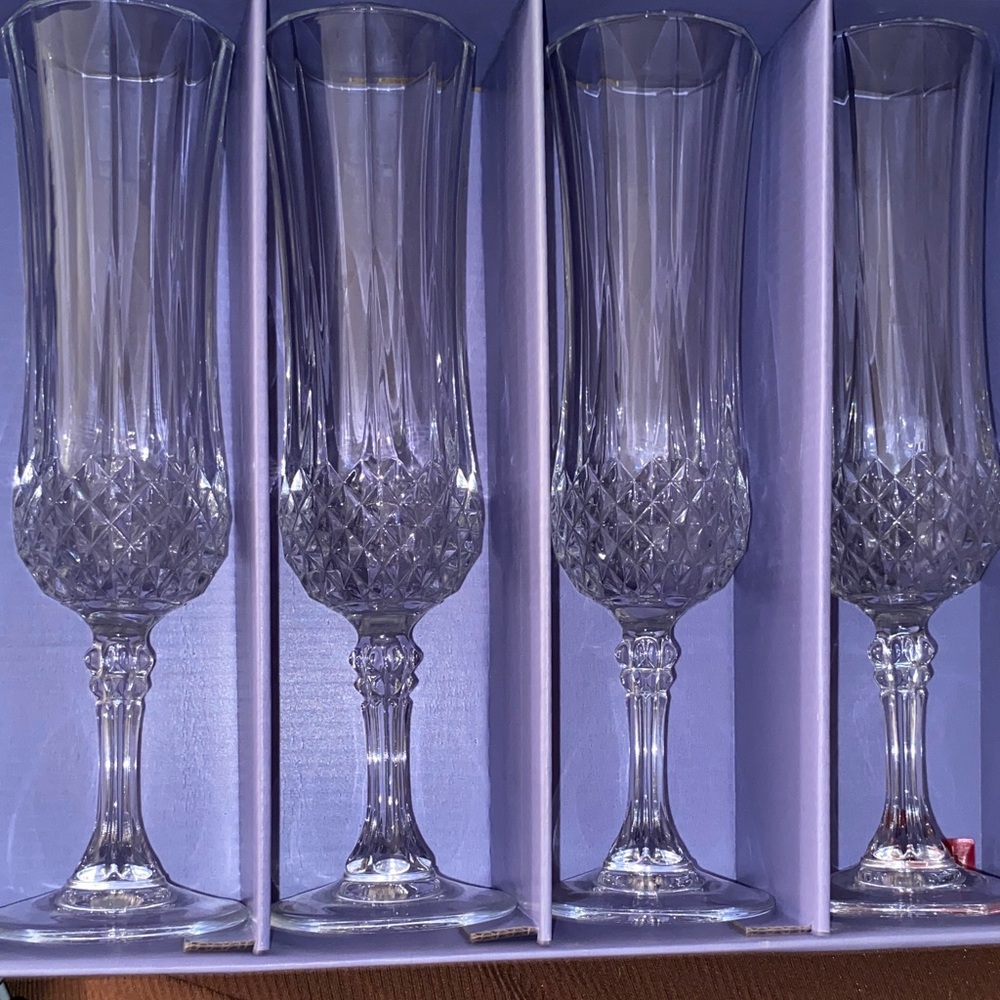Crystal Champagne Flutes Set of Four